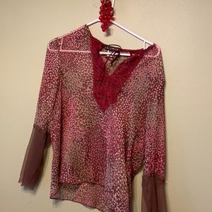 ❤️Bebe long sleeve sheer silk top medium